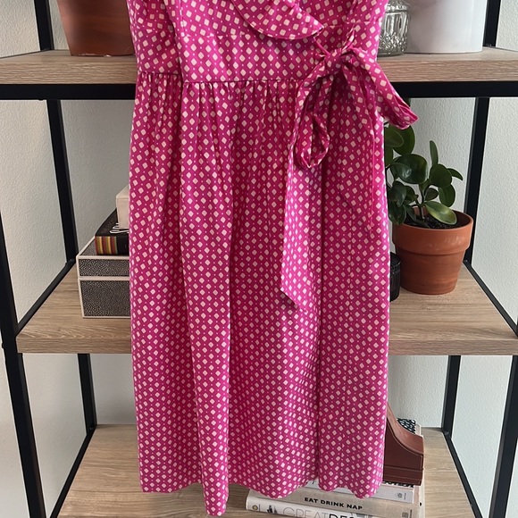J.CREW SILK Fontana Geo Printed Wrap Retro Tie Waist Dress, 2 - Picture 3 of 9